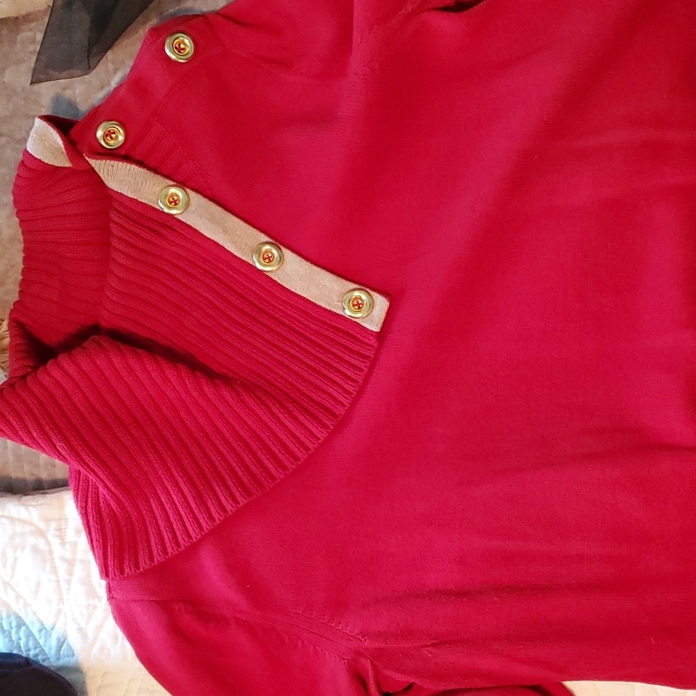 Red and khaki sweater size L
